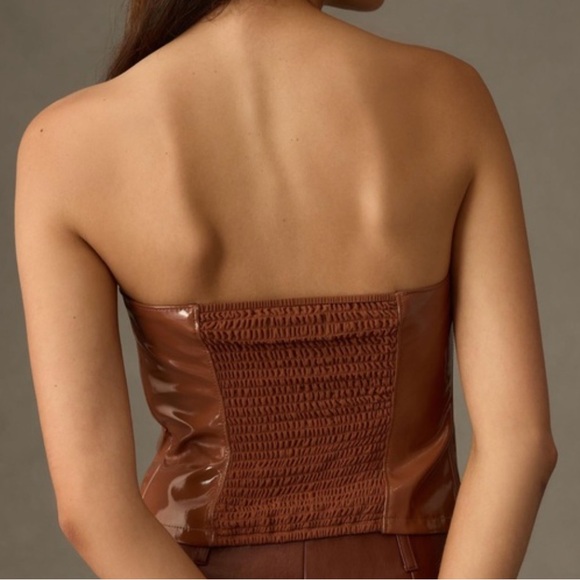 NWT ANTHROPOLOGIE PATENT FAUX-LEATHER BANDEAU TOP 3X - Picture 2 of 7